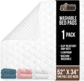 GORILLA GRIP Washable Underpads, Waterproof Reusable Heavy Absorbency Incontinence Bed Pads, Leak Proof Toddler Mattress Pad, 52x34 Slip Resistant Protector for Bedwetting, Adults and Kids, White