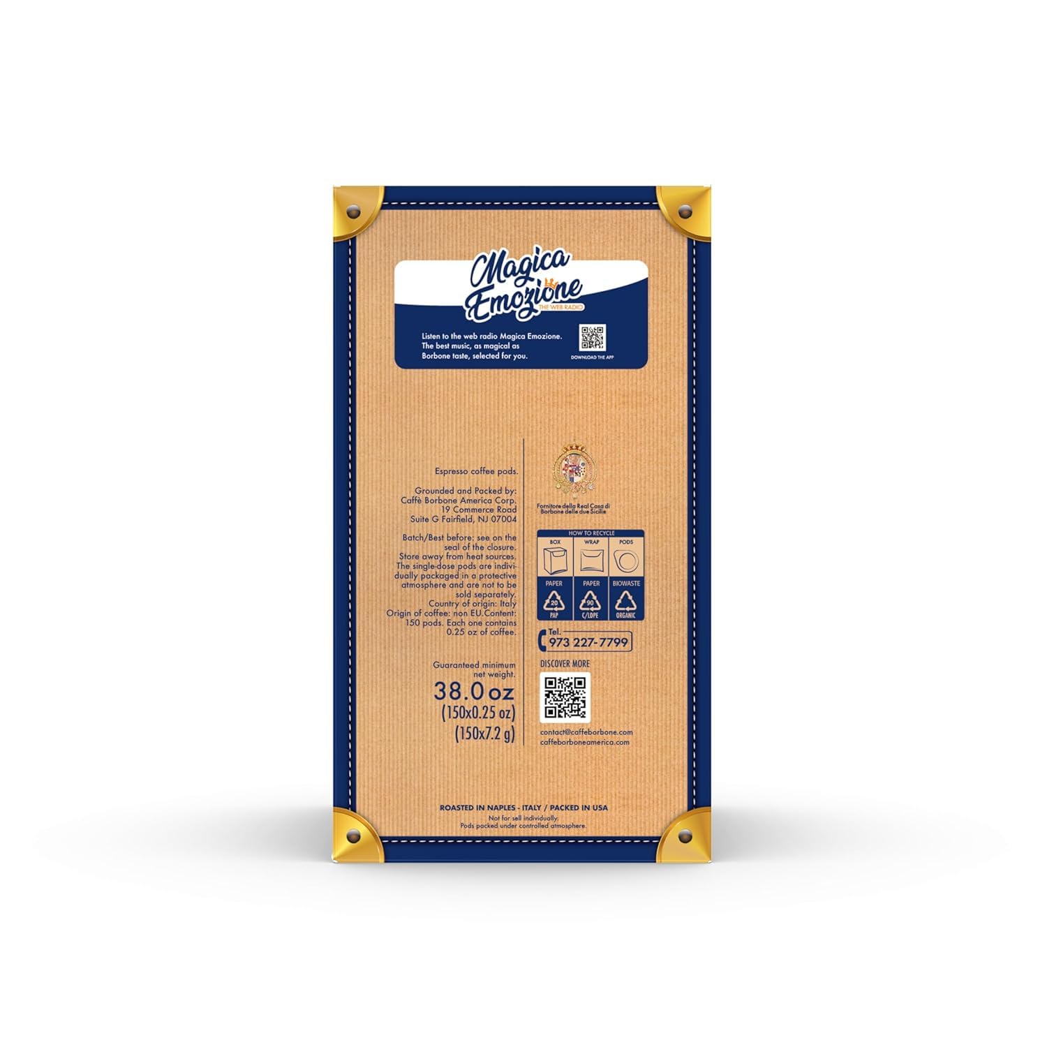 Caffè Borbone Espresso Paper Pods, Blue Blend, Balanced and Full-Bodied, Medium Roast ESE Pods, Authentic Italian Espresso - 150 Count