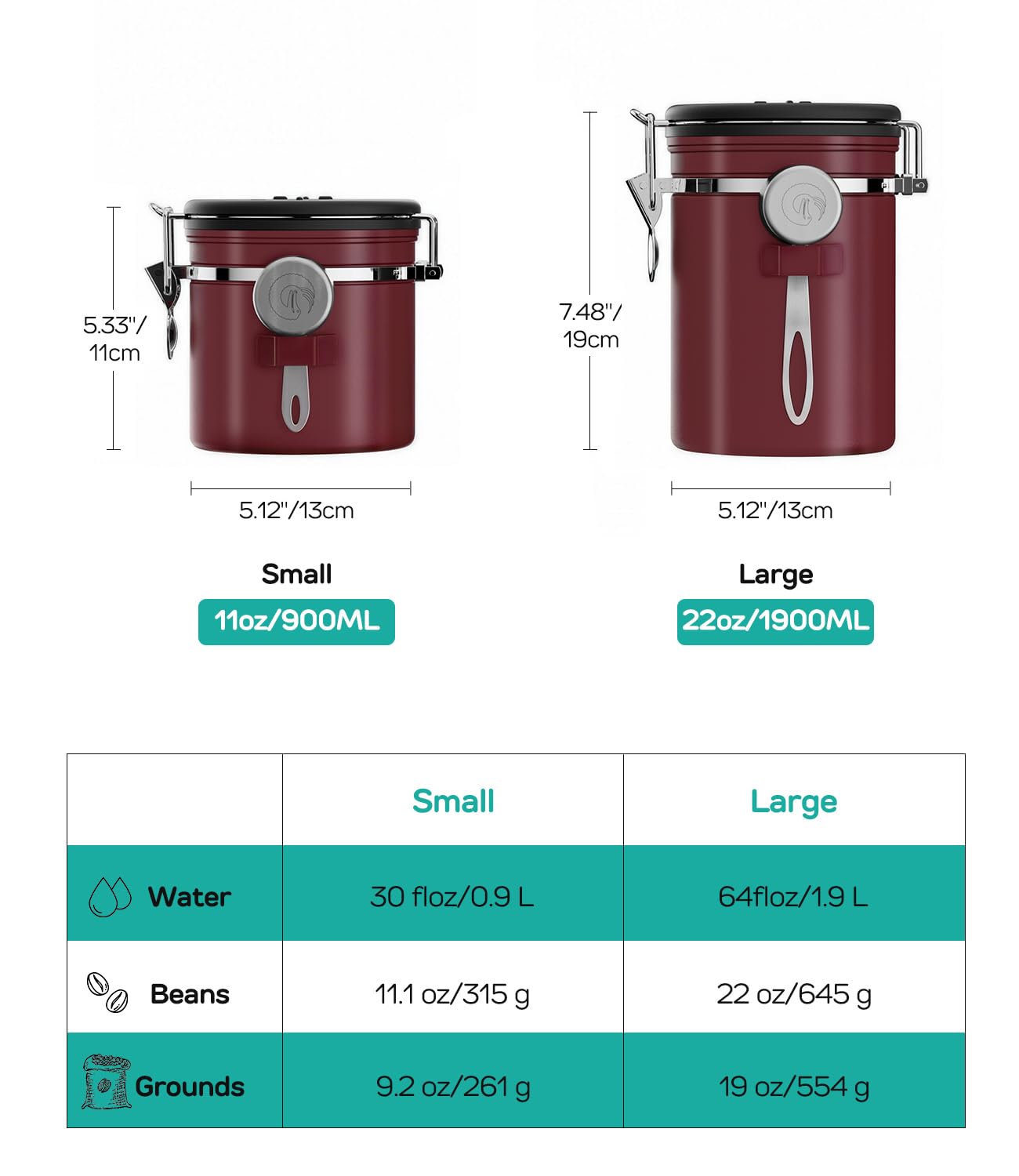 Coffee Gator Stainless Steel Canister - Medium 16oz, Gray Coffee Grounds and Beans Container with Date-Tracker, CO2-Release Valve, and Measuring Scoop - Ideal Coffee Lovers Gifts
