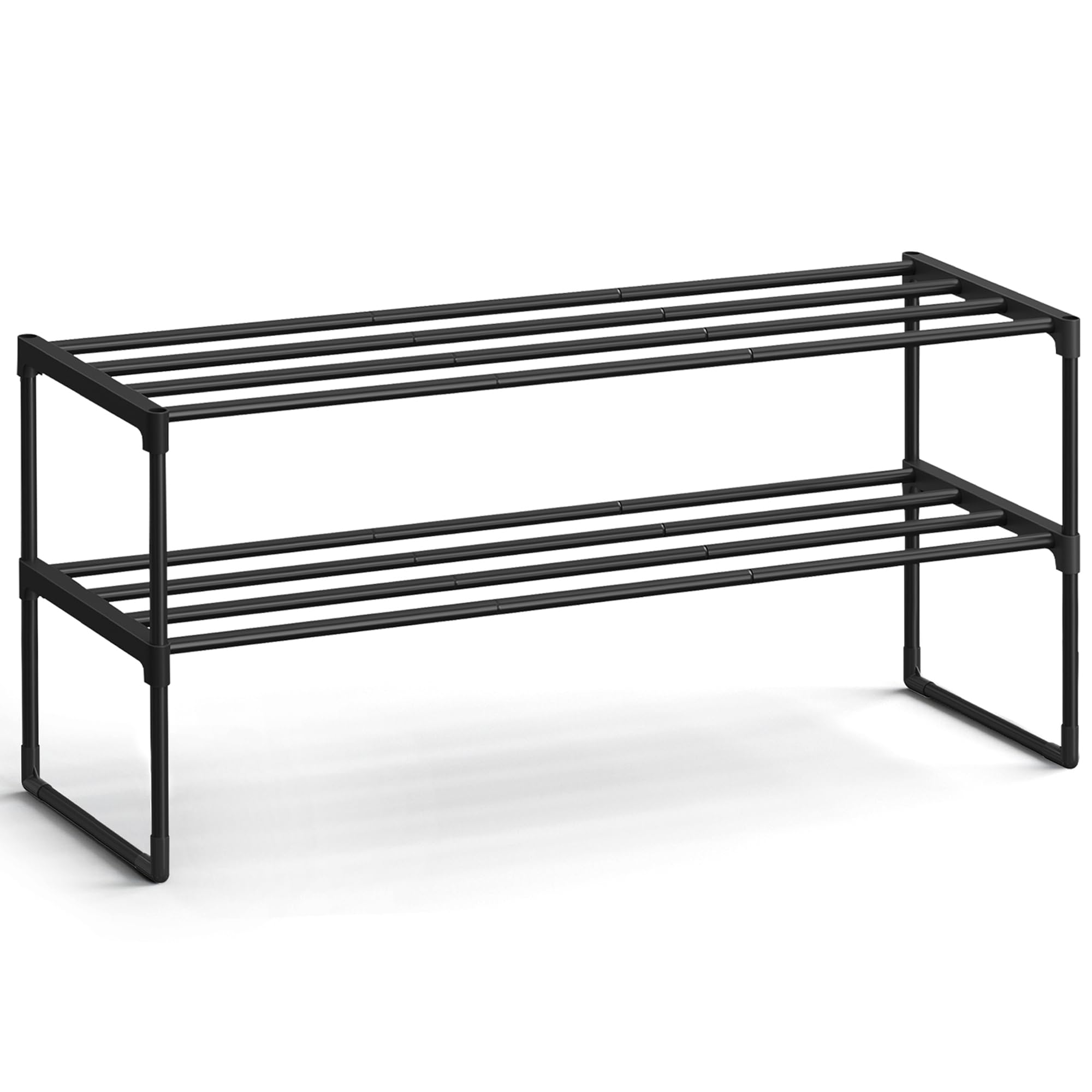 SONGMICS Shoe Rack, 3-Tier Shoe Organizer, Metal Storage Shelf, Upright or Upside Down, for 16-20 Pairs, Stackable, for Entryway, 11.8 x 36.2 x 21.7 Inches, Black ULSA303B02