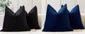 YCOLL Black&Navy Blue Velvet Striped Pillow Covers