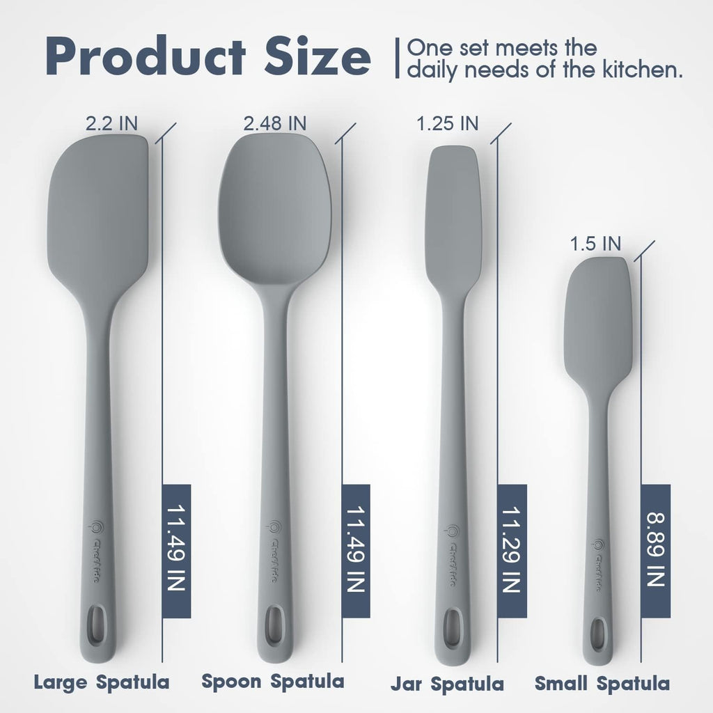 5 Pieces Silicone Spatula Set, Food Grade Rubber Spatula, Upgrade Strong Handle with Ergonomic Grip, Heat Resistant Up to 600°F for Nonstick Cookware, Cooking