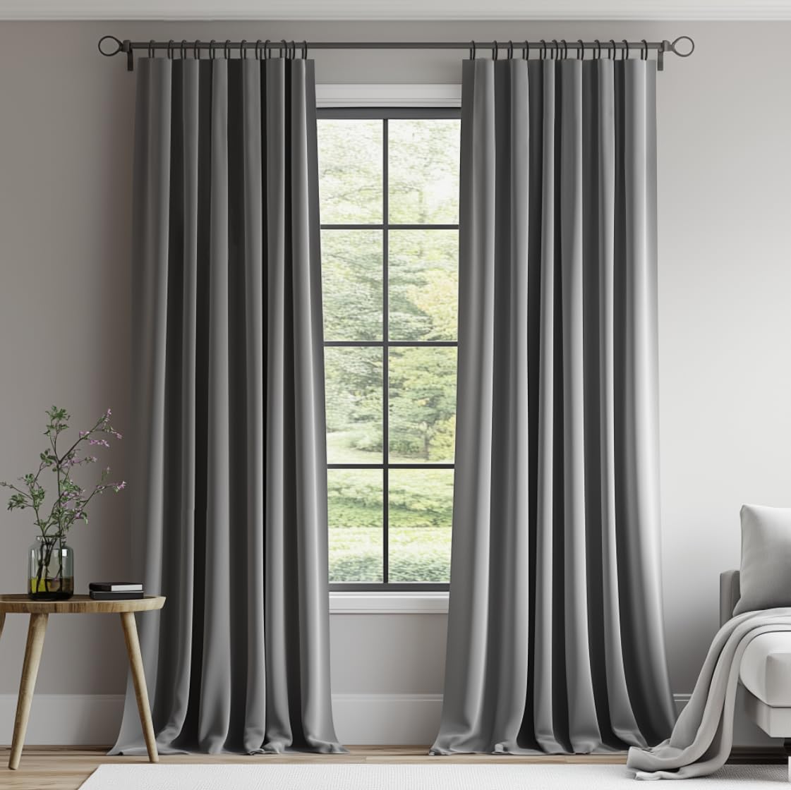 Topfinel Olive Green Velvet Blackout Curtains 84 Inches Long, Soundproof Room Darkening Dark Green Forest Green Thermal Insulated Boho Elegant Moody Back Tab Curtains for Living Room Bedroom 2 Panels