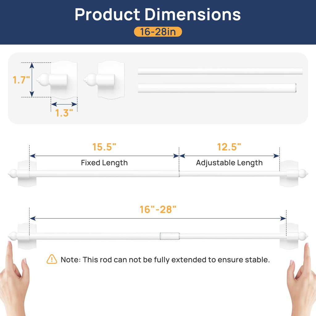 ENJOYBASICS 1 Pack Magnetic Curtain Rod, 16 to 28 Inches Adjustable Strong Magnet Bar for Door, Classroom Whiteboard, and Any Metal Space, No Drill Required, White