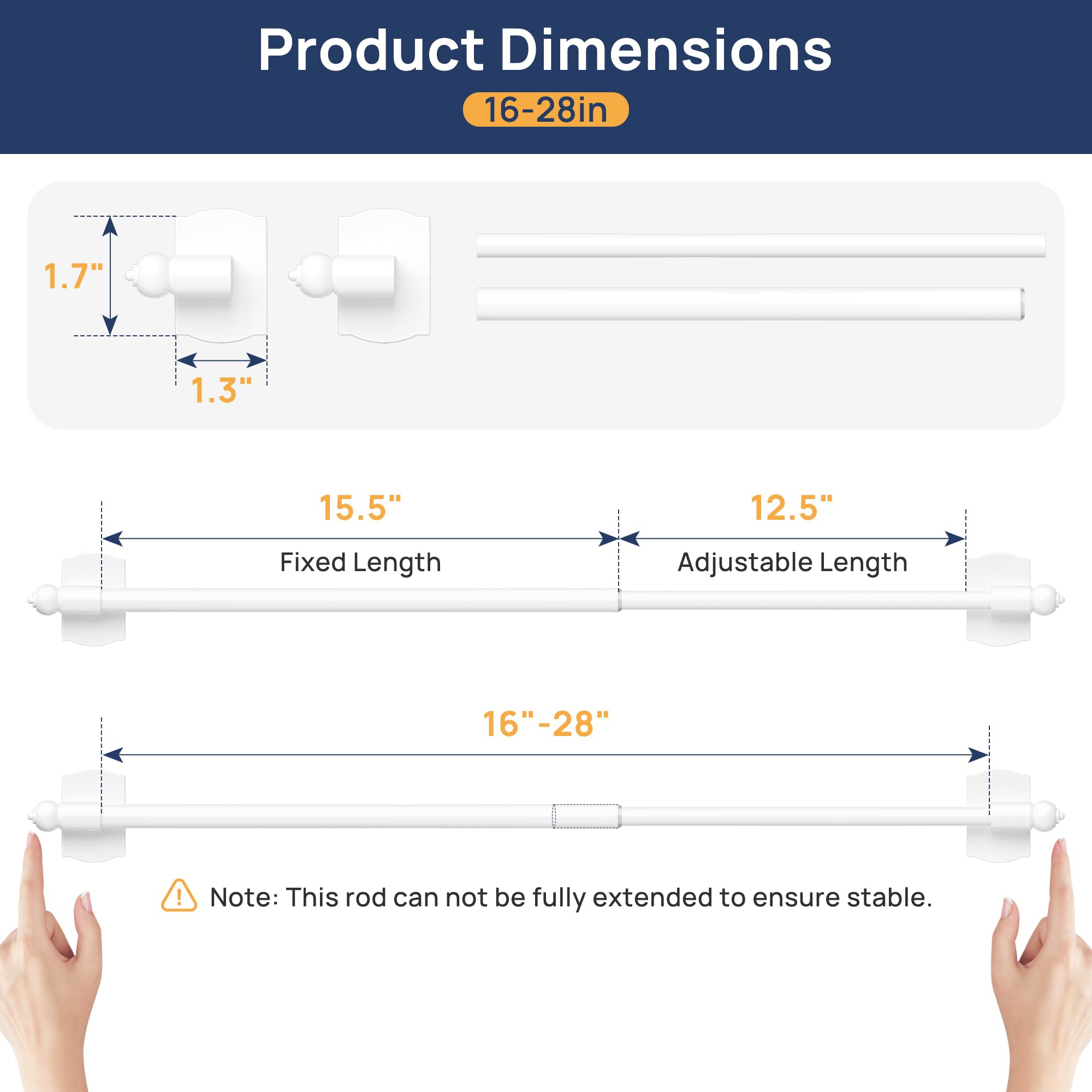 ENJOYBASICS 1 Pack Magnetic Curtain Rod, 16 to 28 Inches Adjustable Strong Magnet Bar for Door, Classroom Whiteboard, and Any Metal Space, No Drill Required, White