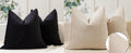 YCOLL Black&Beige Velvet Striped Pillow Covers