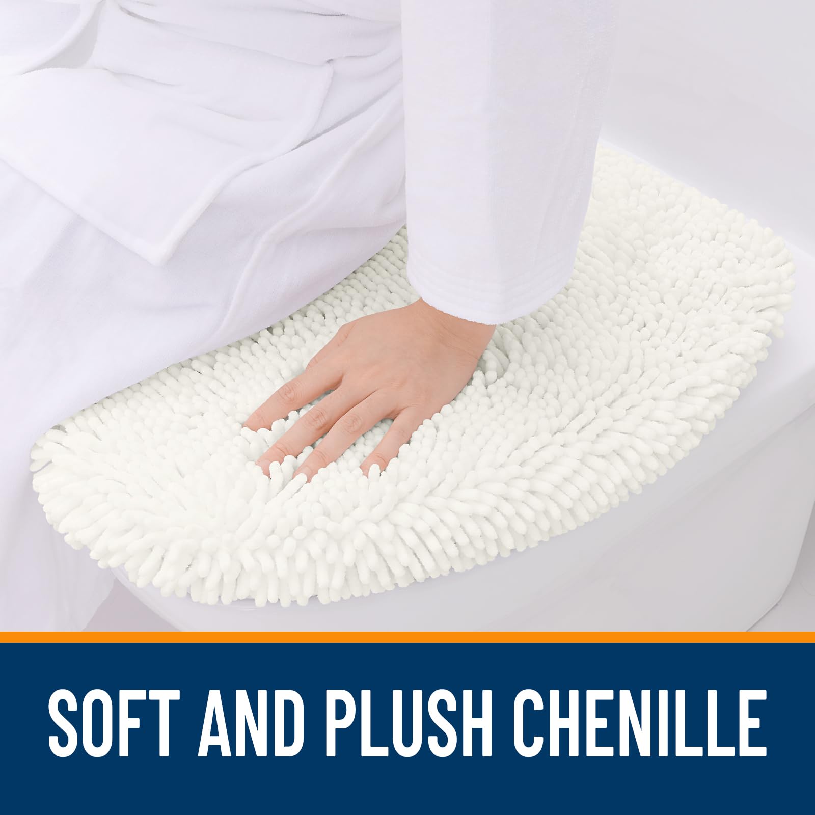 OLANLY Soft Chenille Bathroom Toilet Lid Cover, Machine Washable Seat Covers, 17.5x15, Stays in Place Rubber Backing, Fits Most Round, Elongated and Oblong Lids, Accessories Decor, Gray