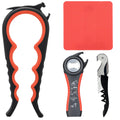 Otstar 6-in-1 Jar Opener & Bottle Opener Set for Weak Hands - Multi-Function Kitchen Opener Tool for Seniors with Arthritis, Elderly - Includes Jar Lid Gripper Pad, Corkscrew Opener