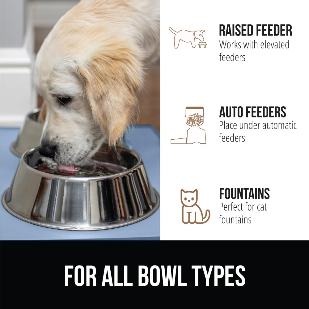 GORILLA GRIP 100% Waterproof Raised Edge BPA Free Silicone Pet Feeding Mat, Dog Cat Food Mats Contain Spills Protects Floors, Placemats for Cats and Dogs Water Bowl, Pets Accessories 18.5x11.5 Gray