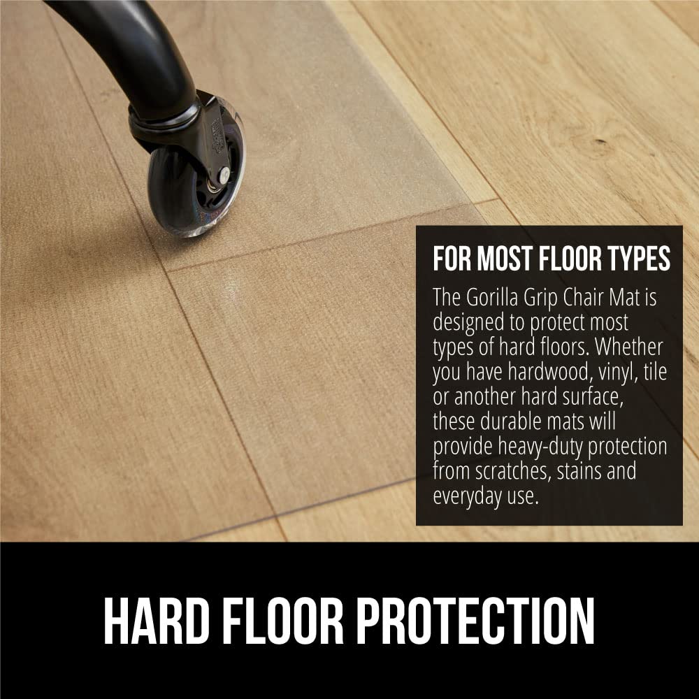 GORILLA GRIP Slip Resistant Clear Office Chair Mat for Carpet Floors, 36x48 Smooth Rolling Glide Under Desk, Heavy Duty Plastic Computer Mats and Carpeted Floor Protector, Work and Gaming Chairs