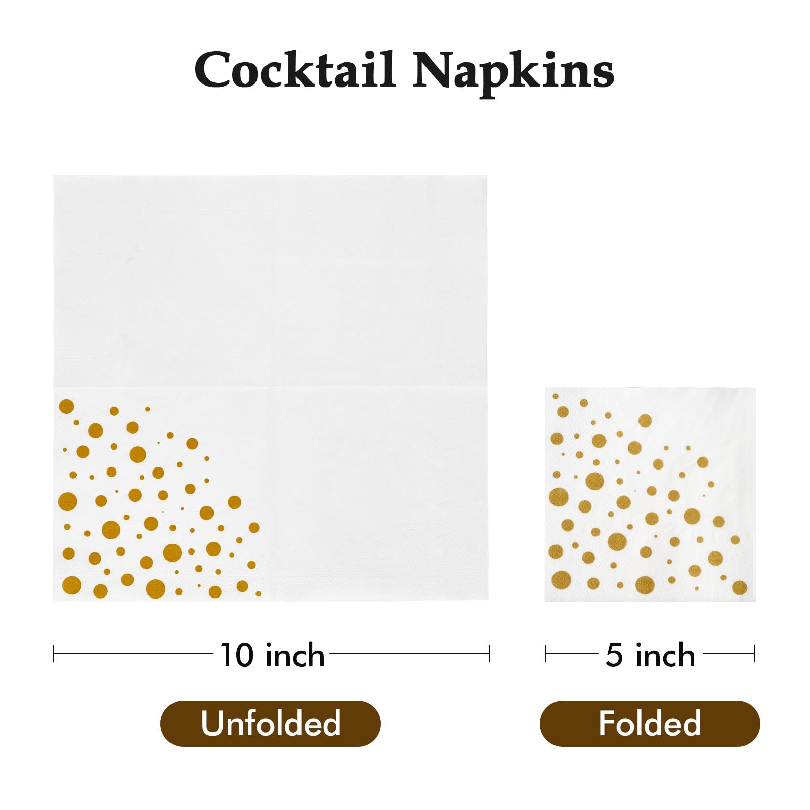 Vplus 200 Pack Cocktail Napkins Paper, 3-Ply Beverage Napkins, Disposable Gold Square Napkins, Perfect for Restaurant, Event, Bar, Wedding, Baby Shower and Birthday Party