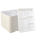 Vplus 100% Compostable 6 Compartment Plates, 90 Pack Compartment Paper Plate, 12.5x8.6 inch Disposable School Lunch Trays, Eco-Friendly Bagasse Plates for School Lunch, Buffet, and Party