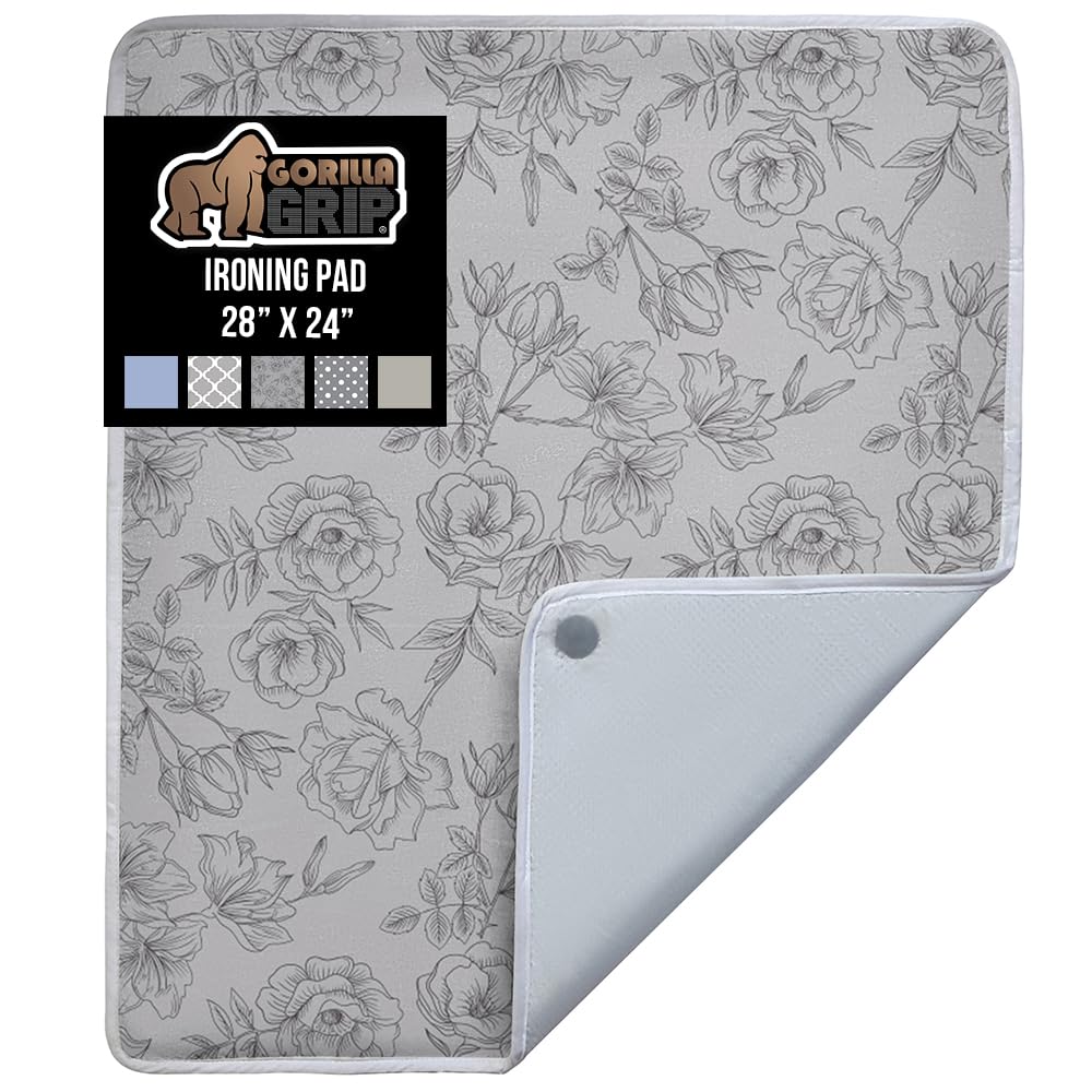 GORILLA GRIP The Original Ironing Board Cover and Pad, Silicone Coating, Thick Scorch Resistant Padding, Heavy Duty Iron Covers Standard Boards, Hook and Loop Fastener Strap, Silver, 15x54