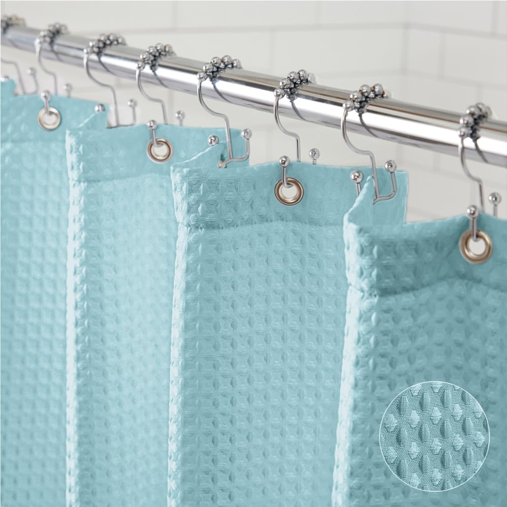 GORILLA GRIP Waffle Shower Curtain, Thick Weighted Fabric, Wrinkle and Rust Resistant, Classic Hotel Quality Design, Heavy Duty Long Curtains for Bathroom Showers, Bath Tubs, Machine Wash, 72x72 White
