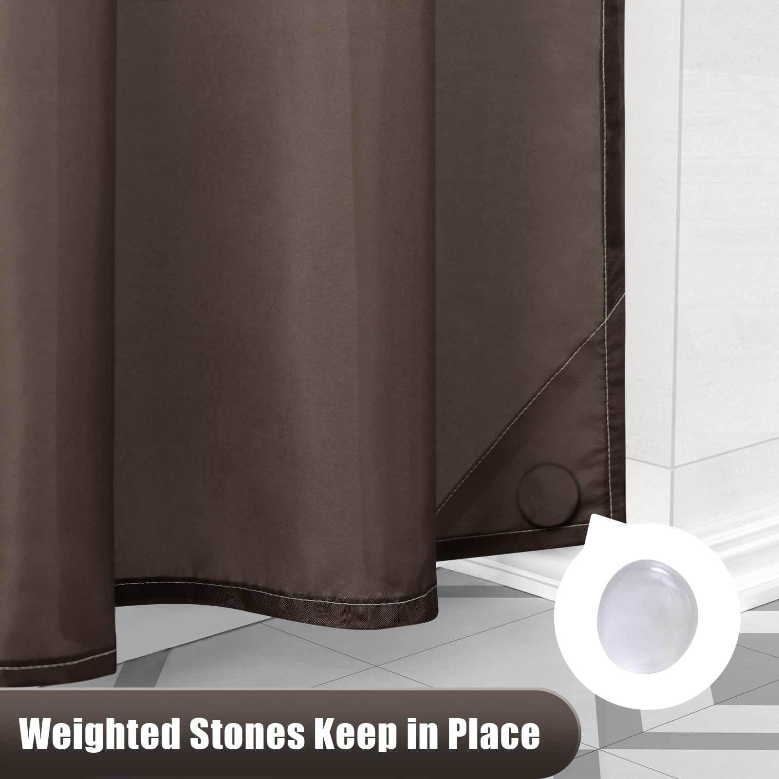 OLANLY Luxury Black and Grey Ombre Shower Curtain Sets with 12 Hooks, Waterproof and Washable Decorative Shower Curtains for Bathroom, 72x72 Inches