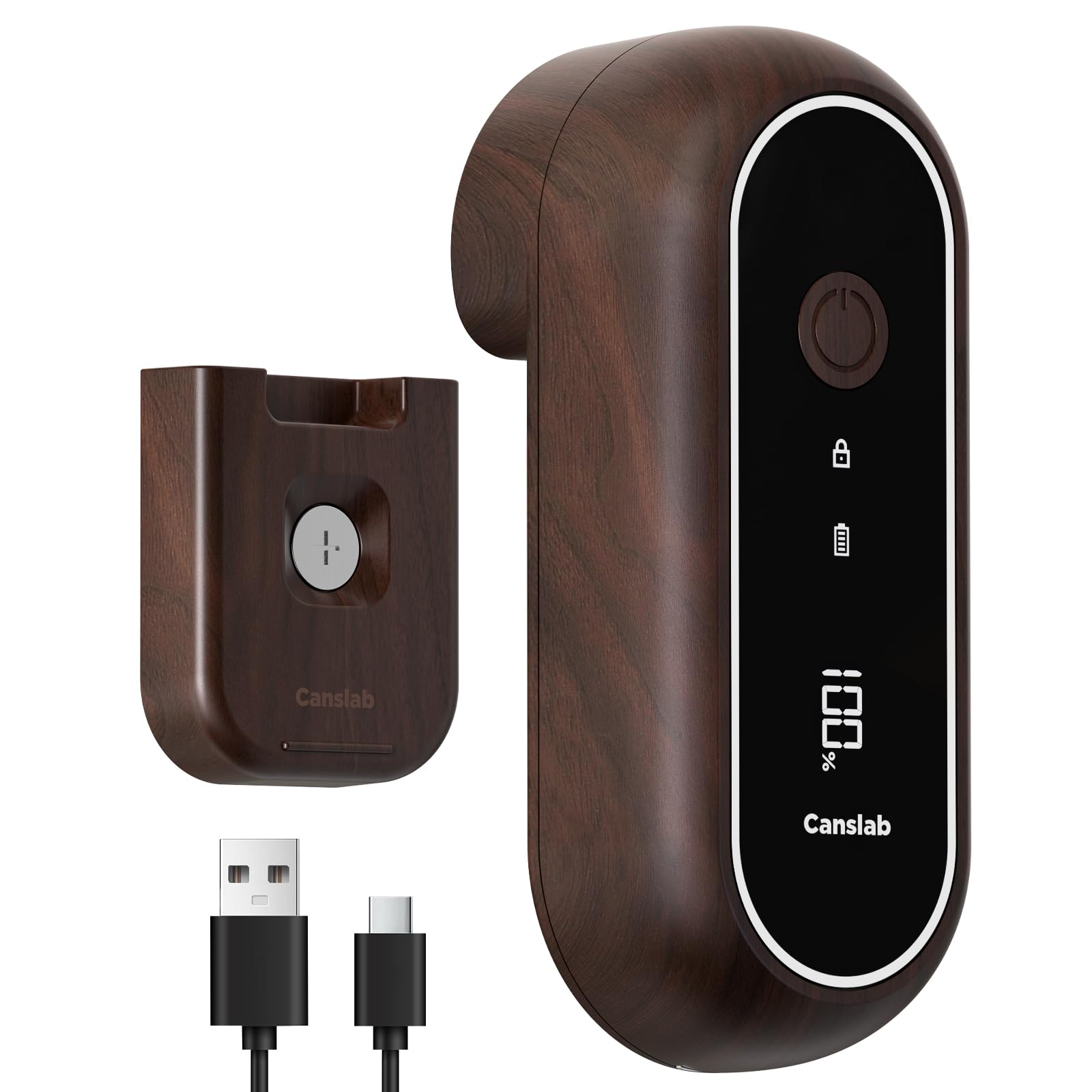 Canslab Turbo Rechargeable Can Opener - Professional Grade Blade, Auto-Stop, LED Battery Life Display, Wall-mountable, Side Cut Electric Can Opener for Smooth Edge, Hands-free Operation,USB-C Charging