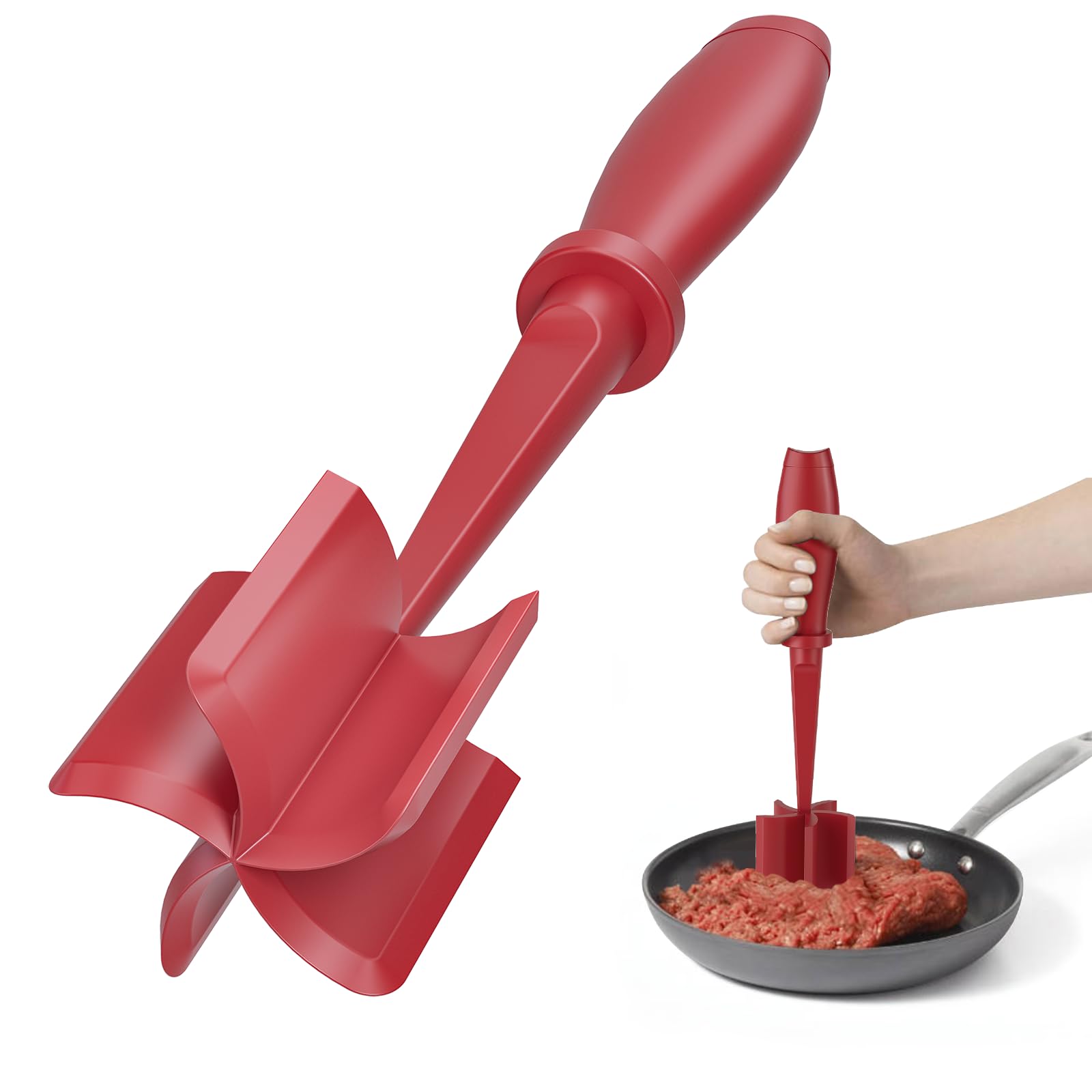 Meat Chopper, Hamburger Grinder, Premium Heat Resistant Smasher for Ground Beef, Burger Grinder Nylon Potato Mix Tool, Meat & Poultry Tenderizers-Black