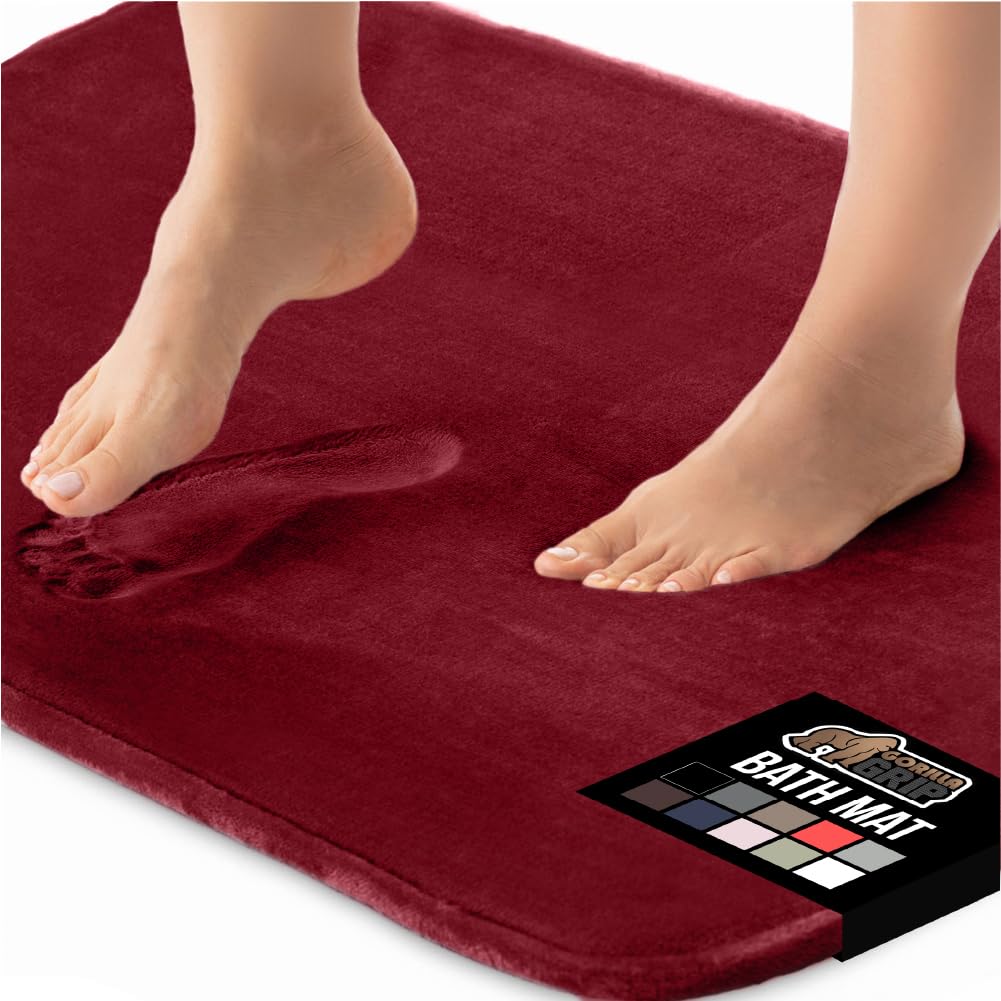 GORILLA GRIP Memory Foam Bath Rugs, Soft Absorbent Velvet Bathroom Mats, Durable Dots on Underside, Machine Washable Bathmat, Carpet Rug Room Decor for Shower Floor, 24x17 Mat, Graphite Gray
