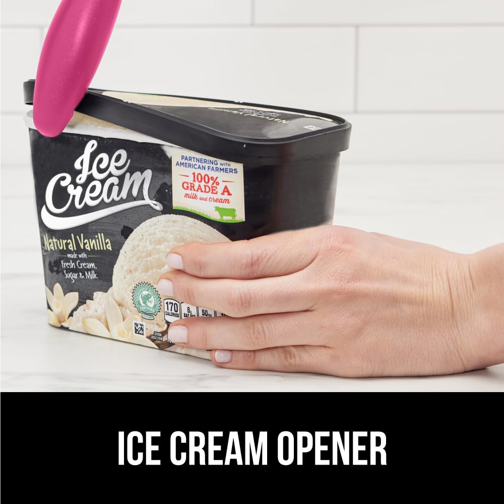 GORILLA GRIP BPA-Free Heavy Duty Ice Cream Scoop, Comfortable Ergonomic Handle, Professional Grade Scooper for Perfect Round Scoops, Spoon Frozen Hard Gelato, Sorbet, Cookie Dough, Kitchen Tool, Black