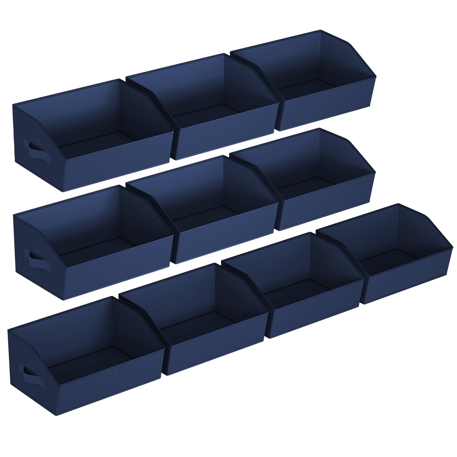 Homsorout Closet Organizers Bins 6 Packs - Large Closet Shelf Organizer with Handles, Fabric Trapezoid Storage Bins, Collapsible Storage Cubes for Clothes, Towels, Light Gray