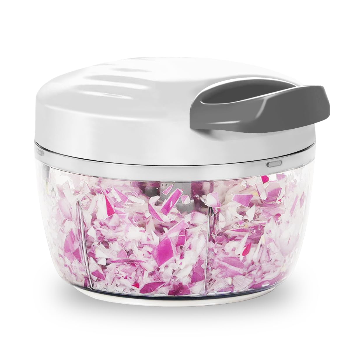 Manual Food Processor & Vegetable Chopper Green - 2.3 Cup Mini Hand-Pull Cord Kitchen Chopper for Onion, Garlic, Vegetables with 3 Stainless Steel Blades