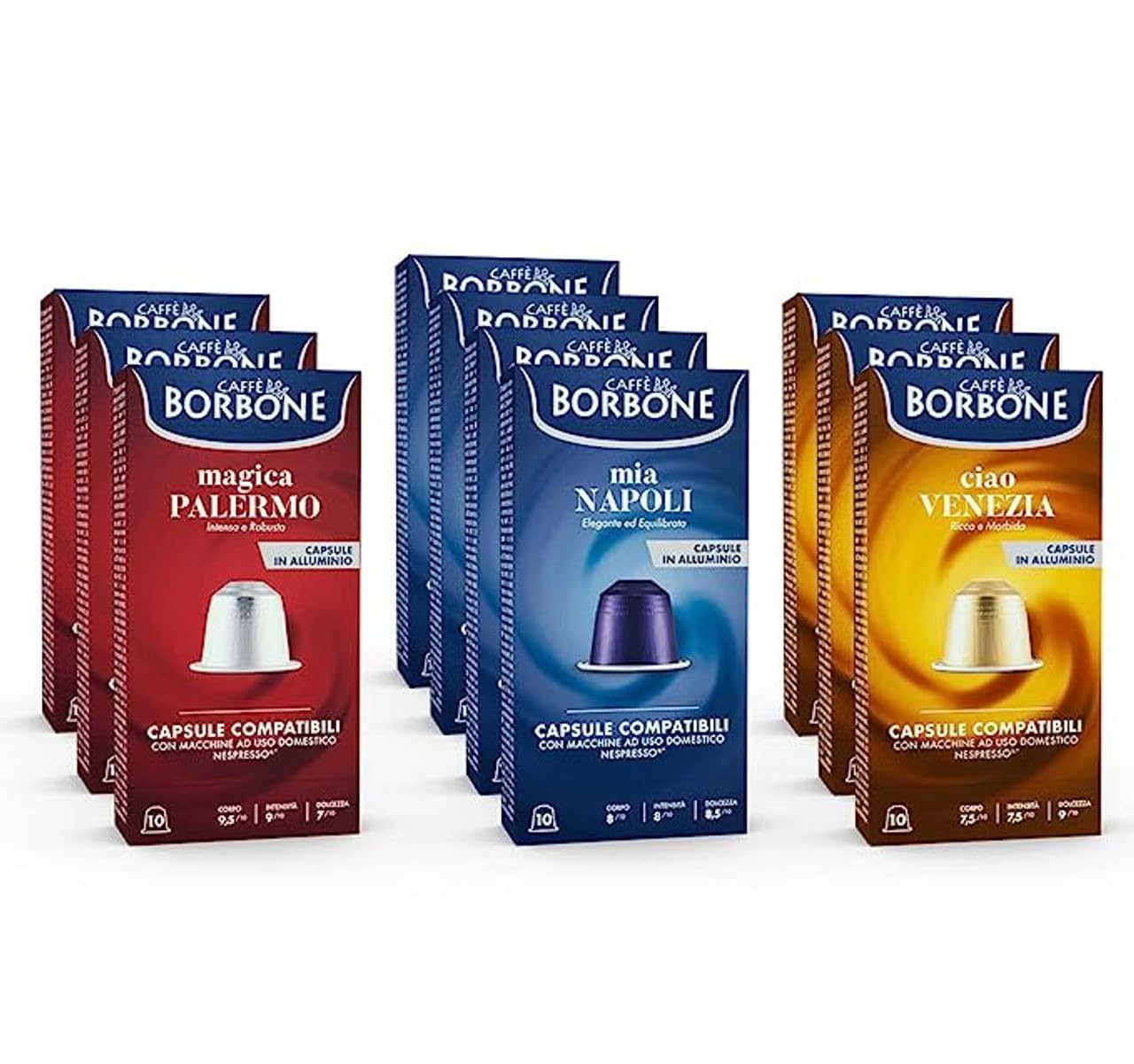Caffè Borbone Espresso Intenso Aluminum Capsules Compatible with Nespresso Original Machines, Dark Roast, 100 Count