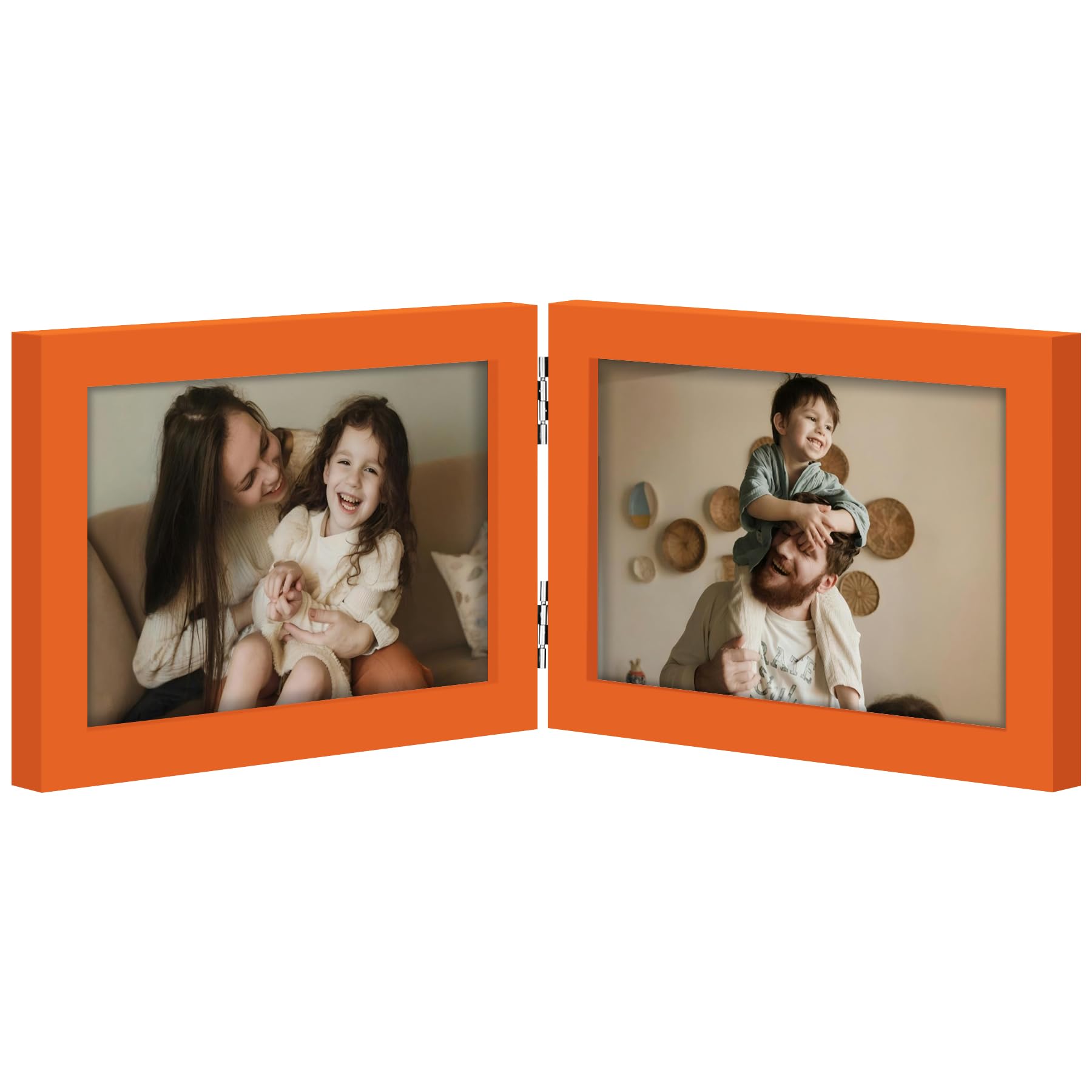 decorUhome Double 4x6 Picture Frame Vertical, Engineered Wood Bifold Photo Frame with Plexiglass for Tabletop Display, 4x6, Black