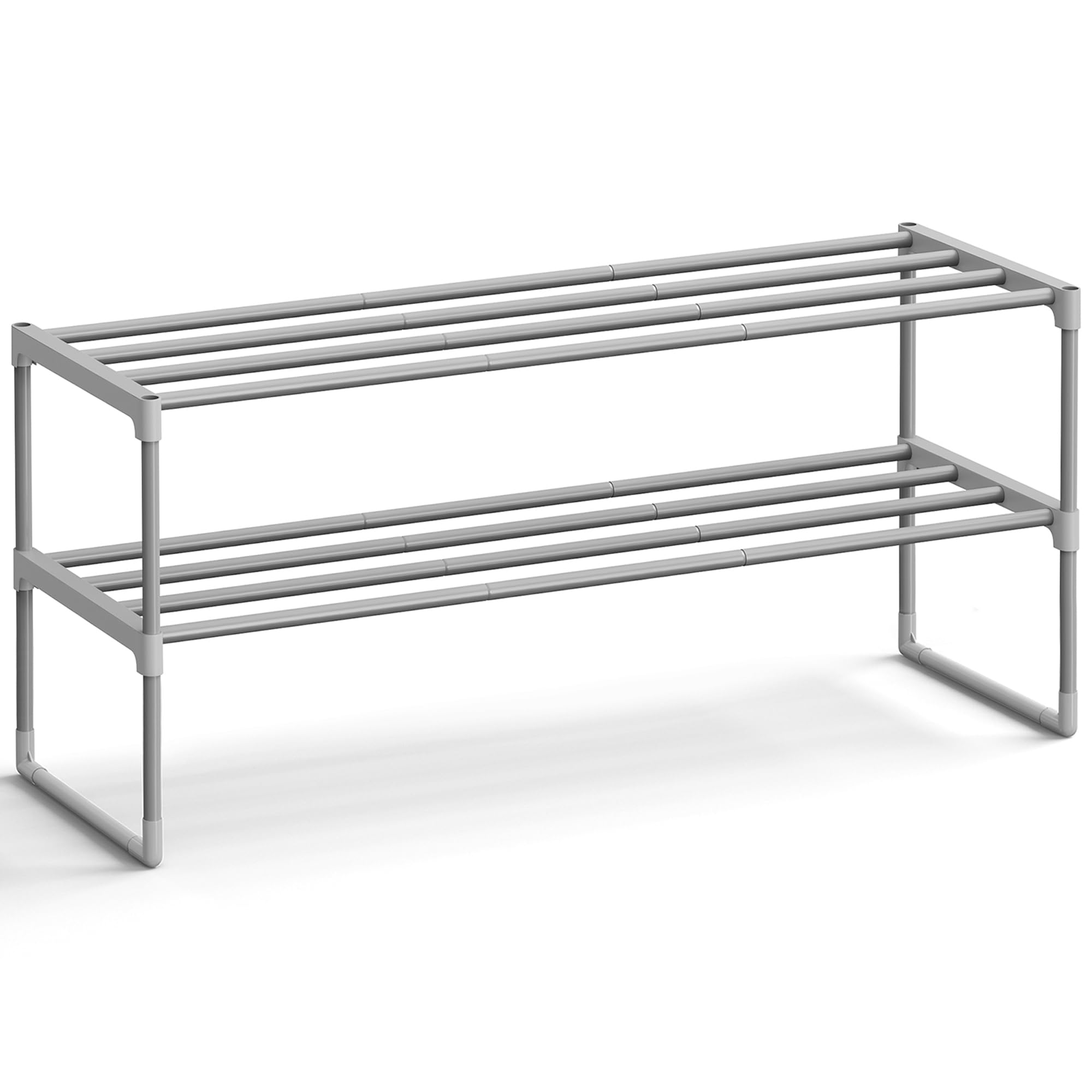 SONGMICS Shoe Rack, 3-Tier Shoe Organizer, Metal Storage Shelf, Upright or Upside Down, for 16-20 Pairs, Stackable, for Entryway, 11.8 x 36.2 x 21.7 Inches, Black ULSA303B02