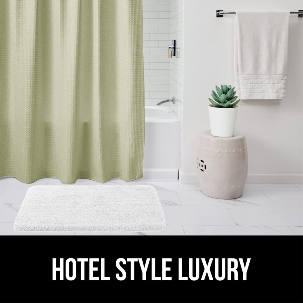 GORILLA GRIP Waffle Shower Curtain, Thick Weighted Fabric, Wrinkle and Rust Resistant, Classic Hotel Quality Design, Heavy Duty Long Curtains for Bathroom Showers, Bath Tubs, Machine Wash, 72x72 White