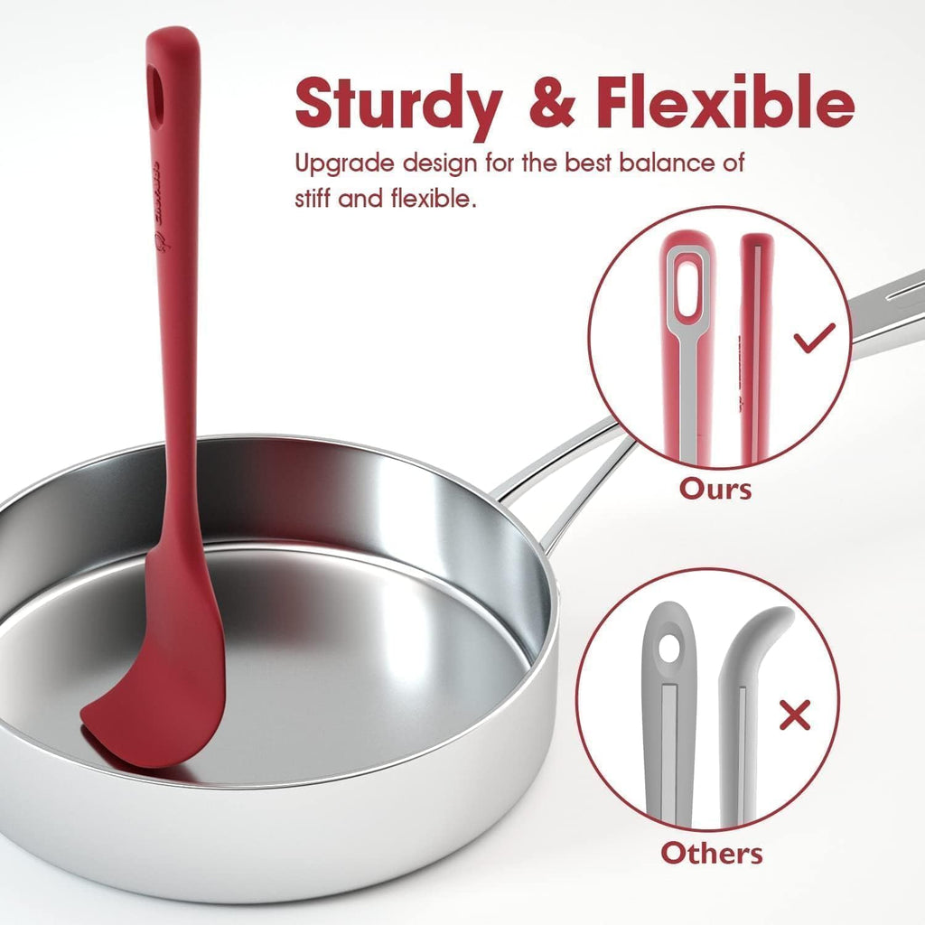5 Pieces Silicone Spatula Set, Food Grade Rubber Spatula, Upgrade Strong Handle with Ergonomic Grip, Heat Resistant Up to 600°F for Nonstick Cookware, Cooking