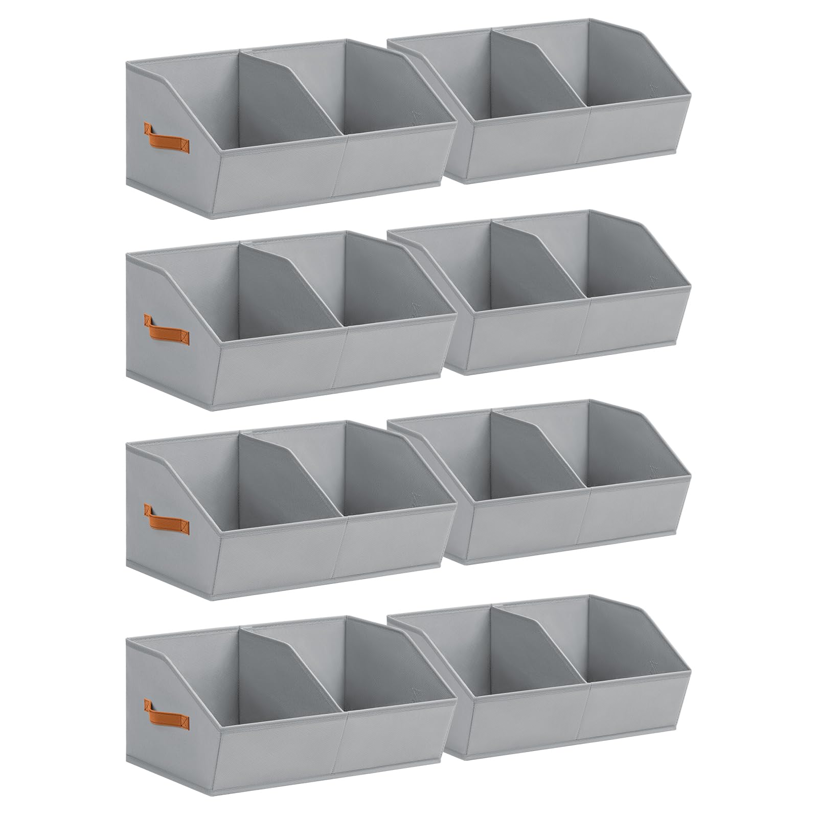 Homsorout Closet Organizers and Storage Bins - 8 Pack Collapsible Divided Trapezoidal Cube Storage Bins Baskets with Orange Handle for Organizing Clothes Blankets, Toys, Books, Towels(Beige)