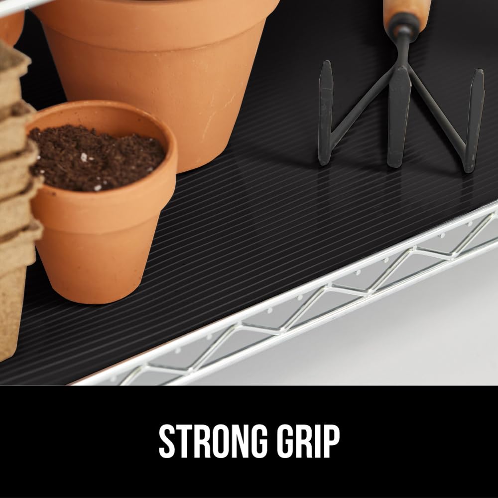 GORILLA GRIP DuraGuard Shelf Liner, Non-Adhesive Cabinet Liners for Kitchen Drawers, Shelves, Refrigerator, Pantry Storage, Bathroom Closet, Durable Waterproof BPA Free Ribbed Plastic, 12x20 Clear