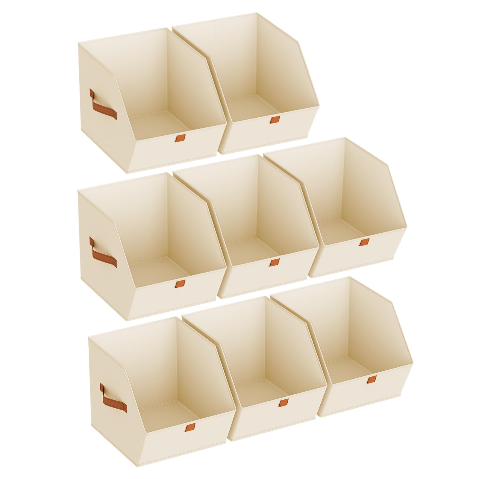 Homsorout Fabric Closet Storage Cubes - 6 Pack Square Storage Bins with Dual Handles for Clothes, Towels, Toys, Cube Storage Organizers for Bedroom, Nursery, Shelves, Closet, Small Spaces, Beige