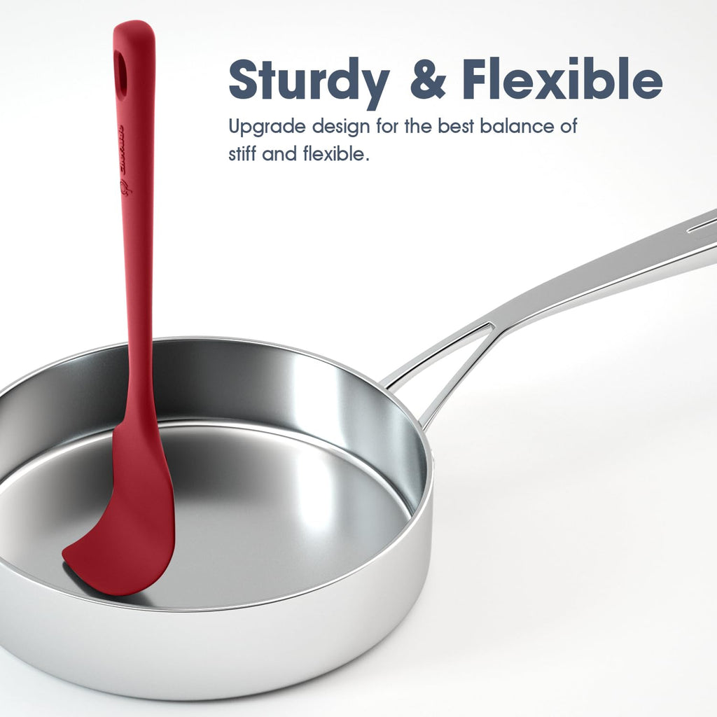 5 Pieces Silicone Spatula Set, Food Grade Rubber Spatula, Upgrade Strong Handle with Ergonomic Grip, Heat Resistant Up to 600°F for Nonstick Cookware, Cooking