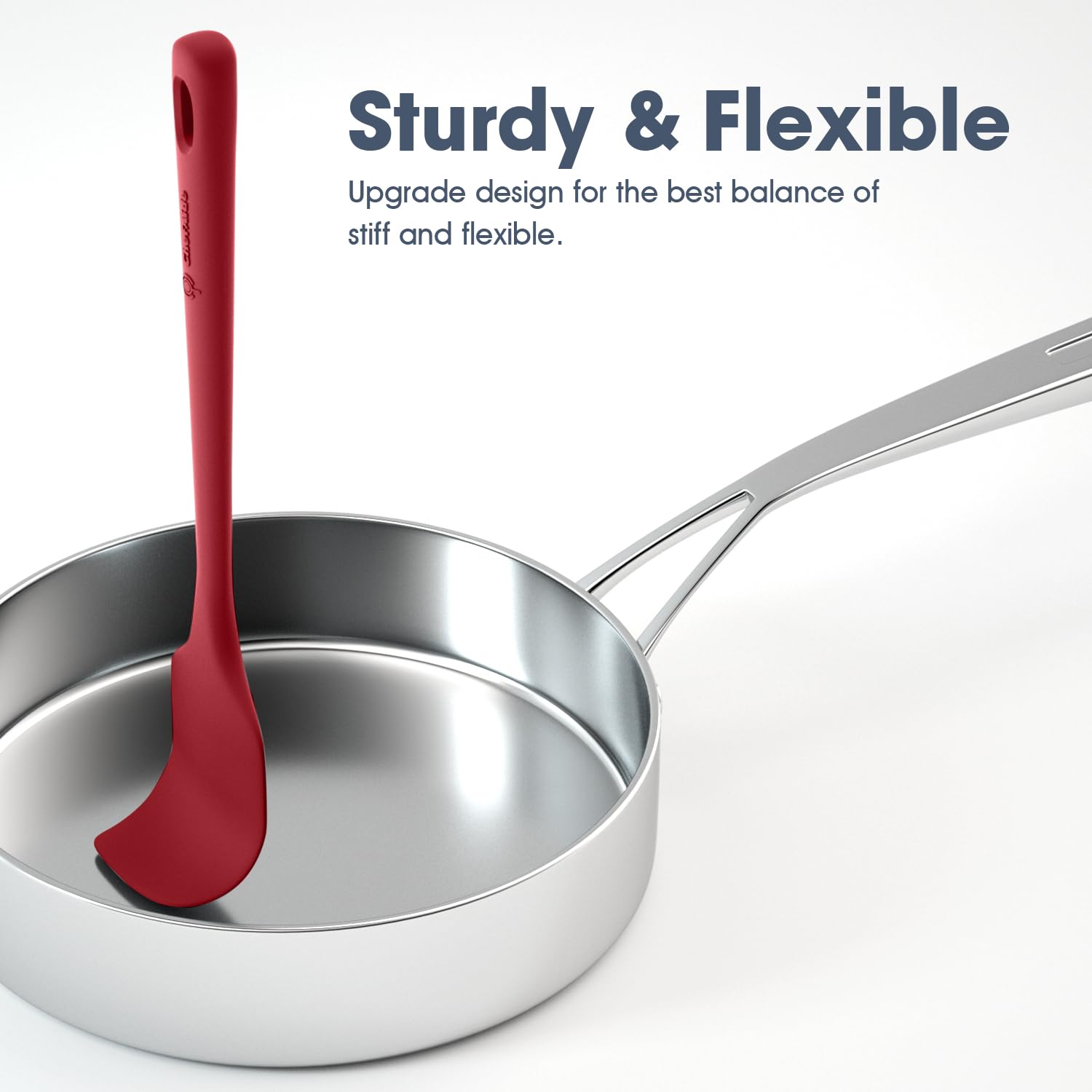 5 Pieces Silicone Spatula Set, Food Grade Rubber Spatula, Upgrade Strong Handle with Ergonomic Grip, Heat Resistant Up to 600°F for Nonstick Cookware, Cooking