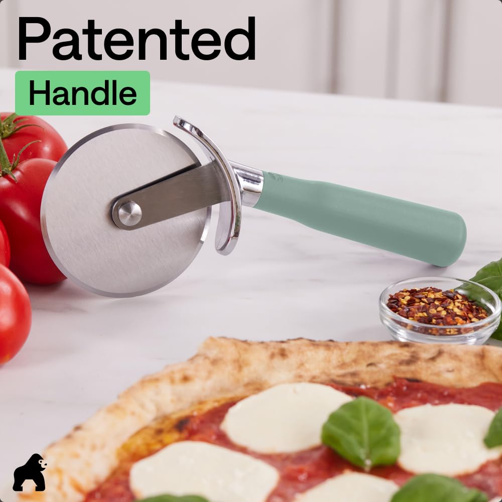 GORILLA GRIP BPA-Free Large Pizza Cutter Wheel, 9 Inch, Sharp Stainless Steel Blade, Slip Resistant Handle with Thumb Guard Protection, Slice Thick or Thin Pizzas, Pie, Pastries in Seconds, Black