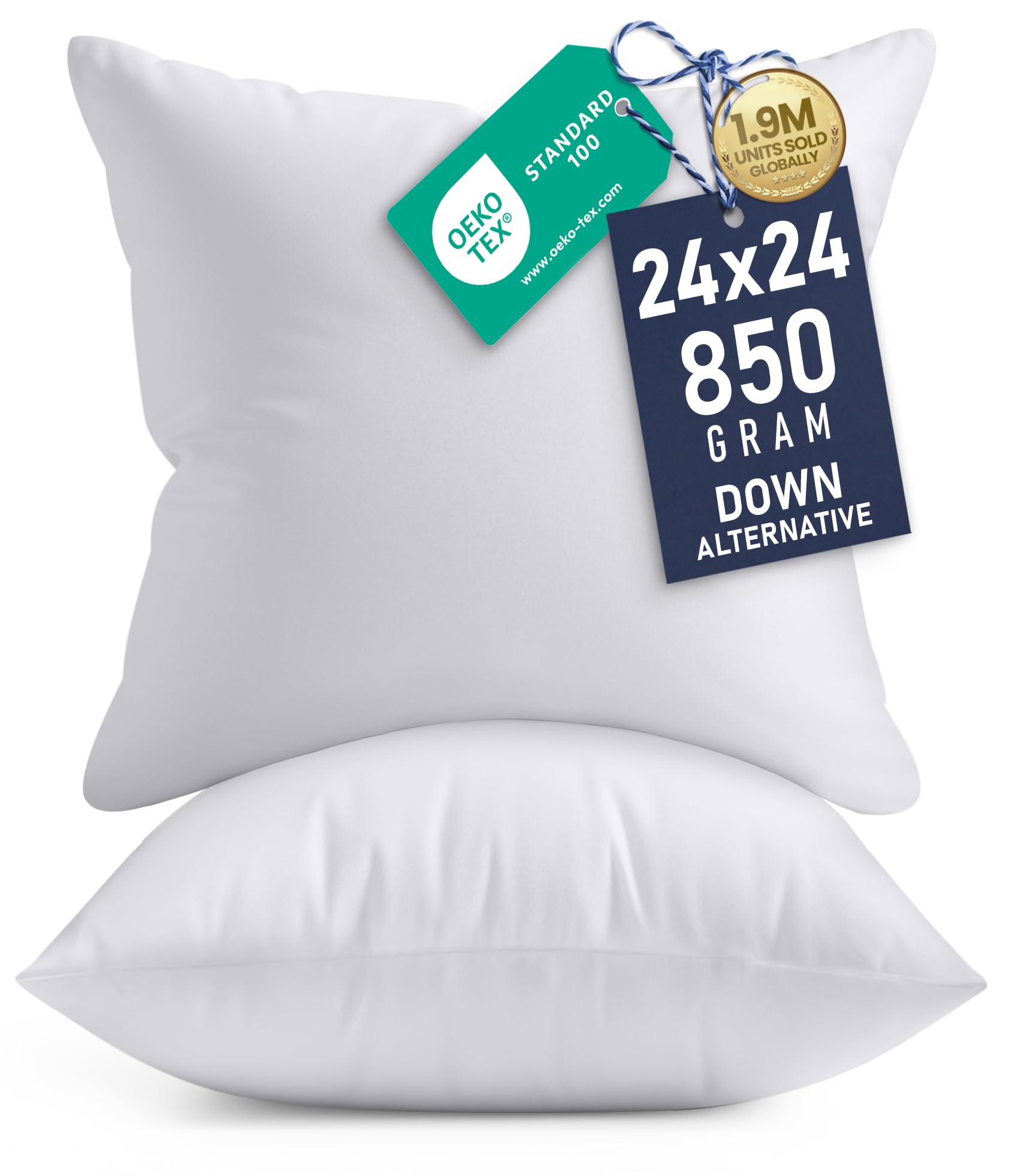 Utopia Bedding 18x18 Pillow Inserts, Set of 2, White – Indoor Decorative Throw Pillows for Bed, Sofa & Couch – Soft, Supportive & Fluffy Cushion Inserts