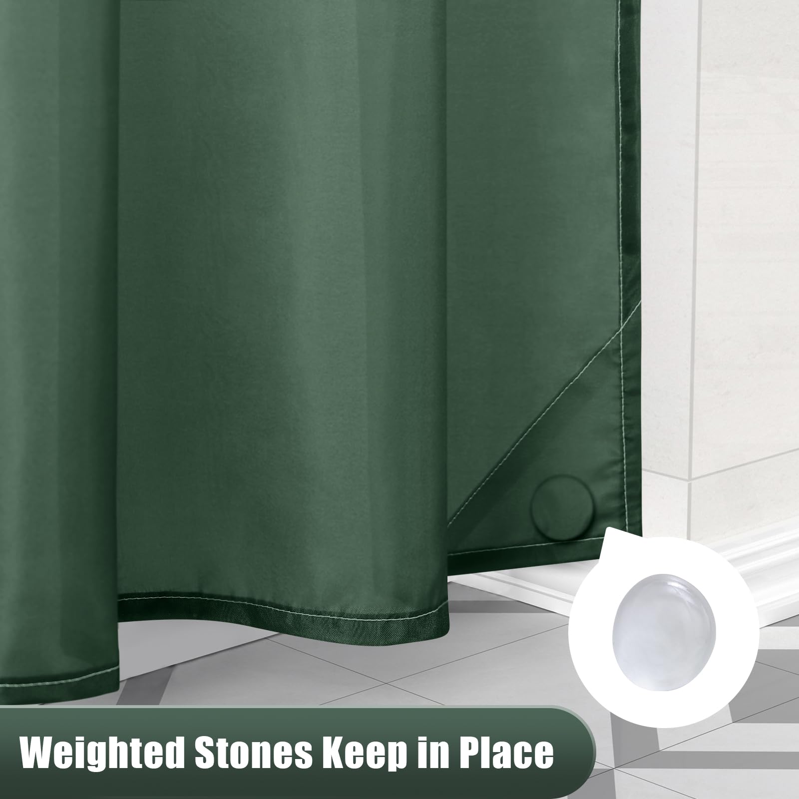 OLANLY Luxury Black and Grey Ombre Shower Curtain Sets with 12 Hooks, Waterproof and Washable Decorative Shower Curtains for Bathroom, 72x72 Inches