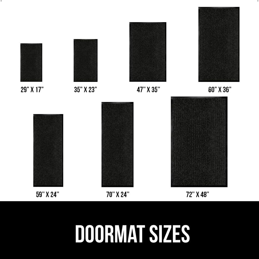 GORILLA GRIP Waterproof Traffic Guard Door Mat, 72x48, Heavy Duty Entryway Mats, Strong Backing Commercial Utility Rugs for Office Hallway, Garage Floor and Home, Low Profile Carpet Runner, Black