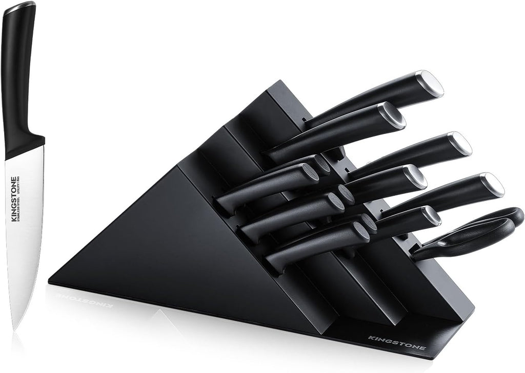 KINGSTONE 40 Piece Silverware Set and 14-Piece Knife Block Set