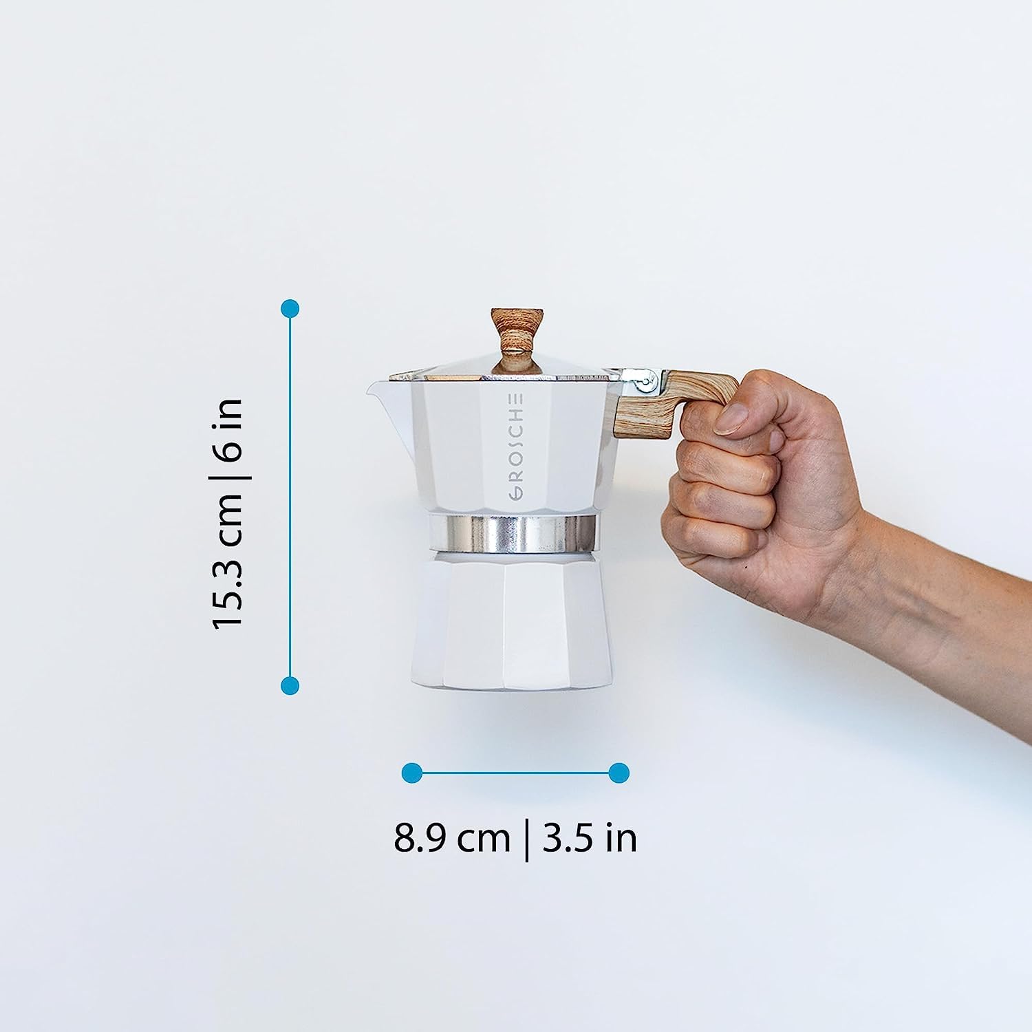 GROSCHE Milano Moka pot, Stovetop Espresso maker, Greca Coffee Maker, Stovetop coffee maker and espresso maker percolator (Grey, 6 cup)