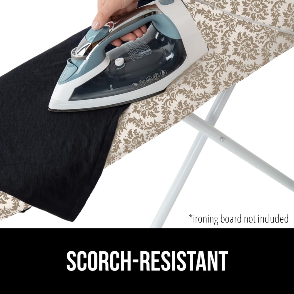GORILLA GRIP The Original Ironing Board Cover and Pad, Silicone Coating, Thick Scorch Resistant Padding, Heavy Duty Iron Covers Standard Boards, Hook and Loop Fastener Strap, Silver, 15x54
