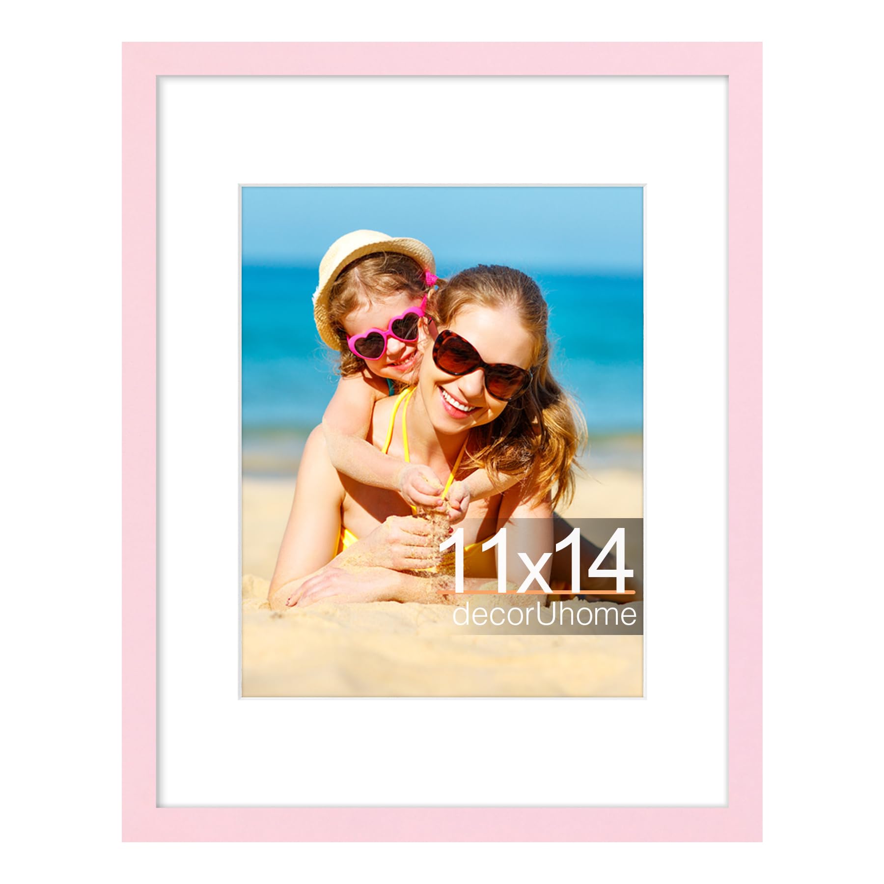 decorUhome 8x10 Picture Frame, Display Pictures 5x7 with Mat or 8x10 without Mat, Wall & Tabletop Display Photo Frame, Black, 1 Pack