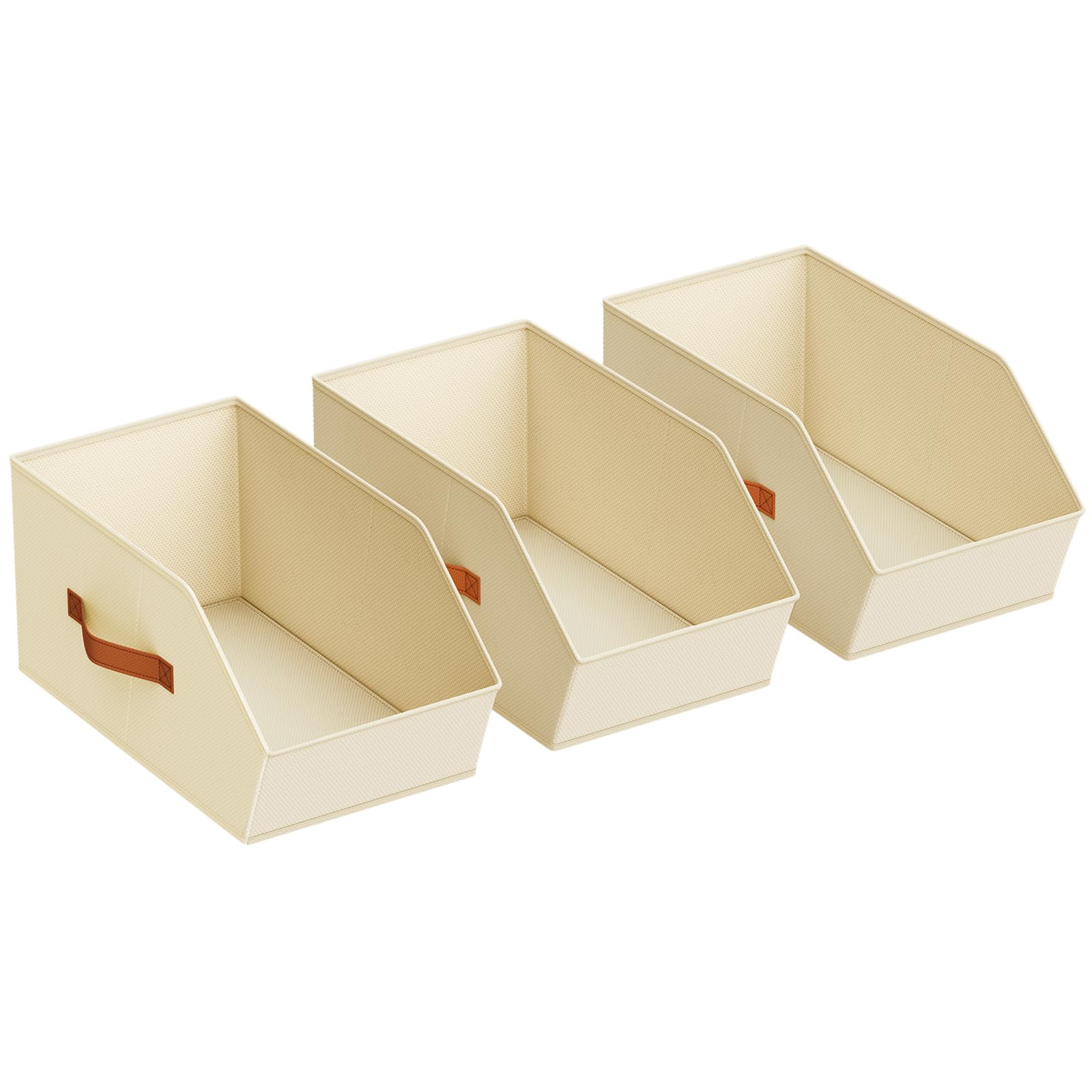 Homsorout Fabric Closet Storage Cubes - 6 Pack Square Storage Bins with Dual Handles for Clothes, Towels, Toys, Cube Storage Organizers for Bedroom, Nursery, Shelves, Closet, Small Spaces, Beige