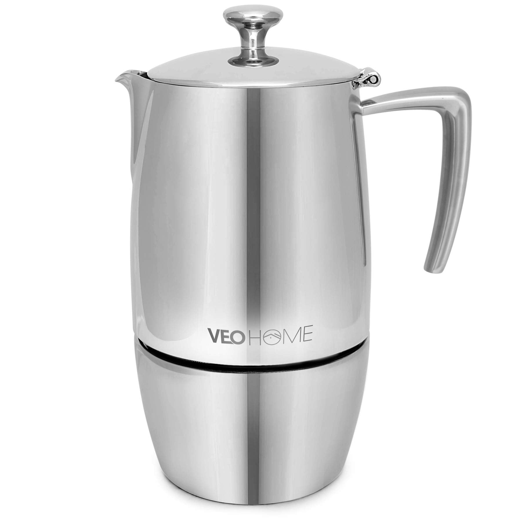 VeoHome Stovetop Espresso Coffee Maker - l Multi-Stove Stainless Steel Induction Moka Pot (300 mL)