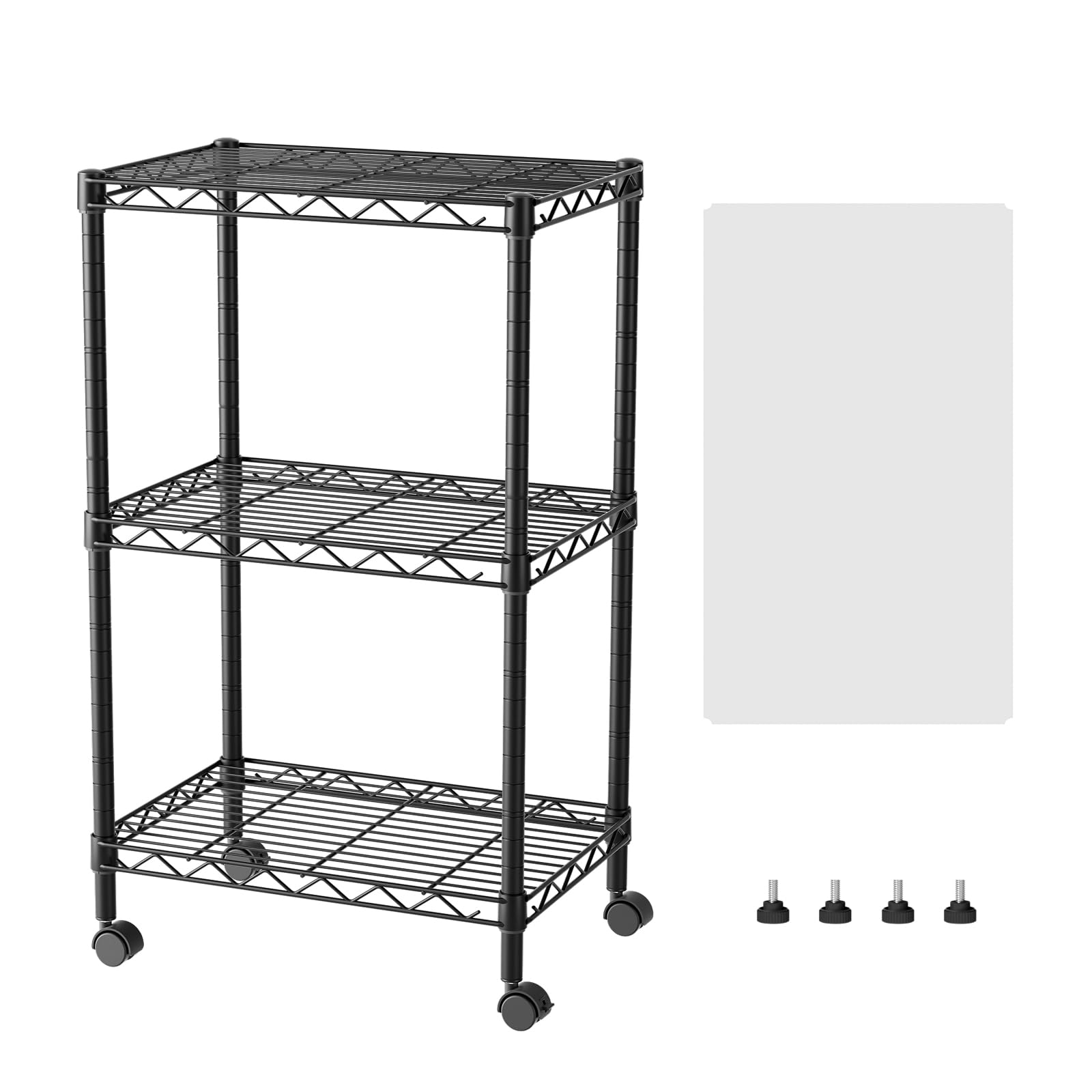 SINGAYE 3 Small Shelves Storage Shelf Wire Shelving Unit Metal Shelf Adjustable Organizers Storage Shelving with Wheels for Bathroom Laundry Room Kitchen Pantry11.5”D x 17.5”W x 30.5”H White