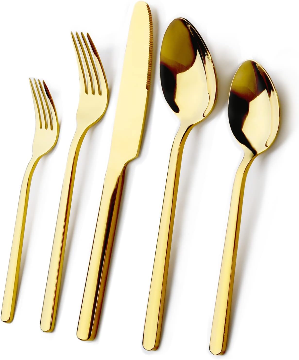 KINGSTONE Golden Silverware Set, 18/10 Gold Flatware Set for 4, Gold Mirror Finish Cutlery Set for Home Kitchen and Restaurant