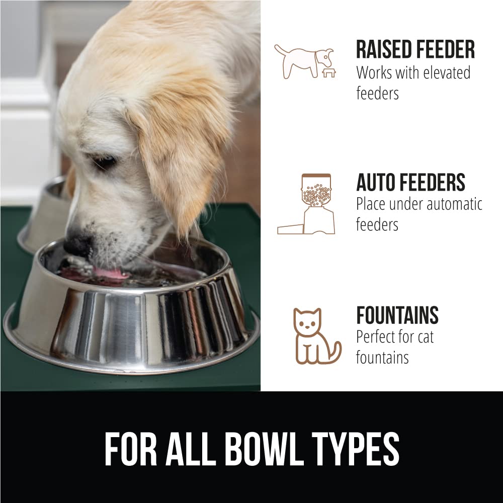 GORILLA GRIP 100% Waterproof Raised Edge BPA Free Silicone Pet Feeding Mat, Dog Cat Food Mats Contain Spills Protects Floors, Placemats for Cats and Dogs Water Bowl, Pets Accessories 18.5x11.5 Gray