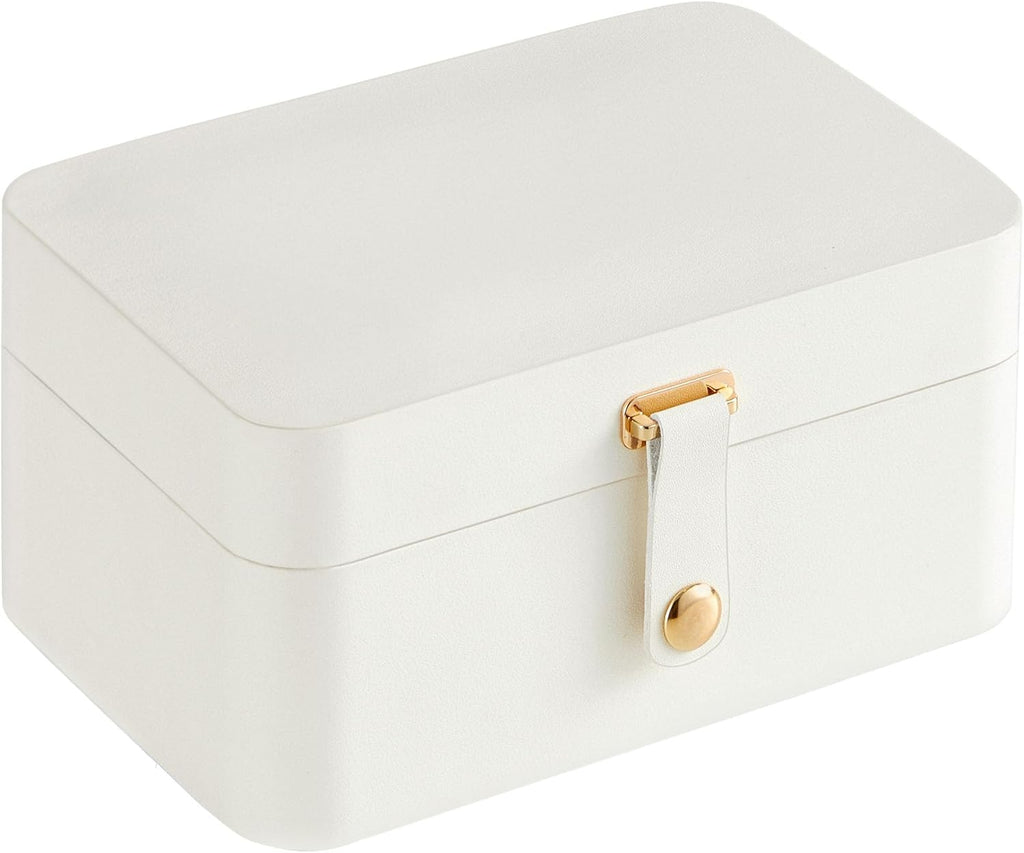 SONGMICS Jewelry Organizer Box, Travel Jewelry Case, 2-Layer Travel Case for Earrings, Necklaces, Bracelets - Portable Jewelry Storage with Large Capacity, Gift Idea, Cloud White UJBC166W01