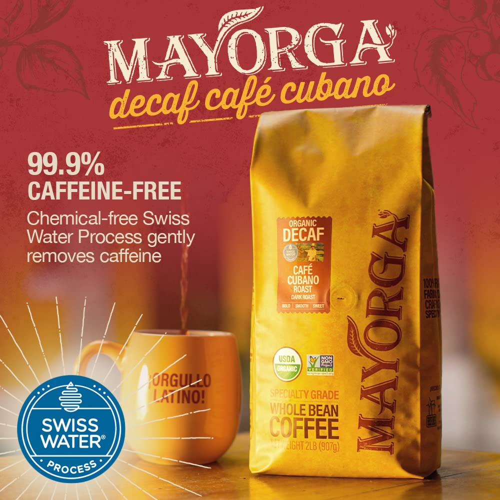 Mayorga Organic Coffee 2lb Cafe Cubano Roast - Dark Roast Whole Bean Specialty Grade Coffee, 100% Arabica, Slow Roasted, Bold and Smooth Flavor with Low Acidity - USDA Organic, Non-GMO, Kosher